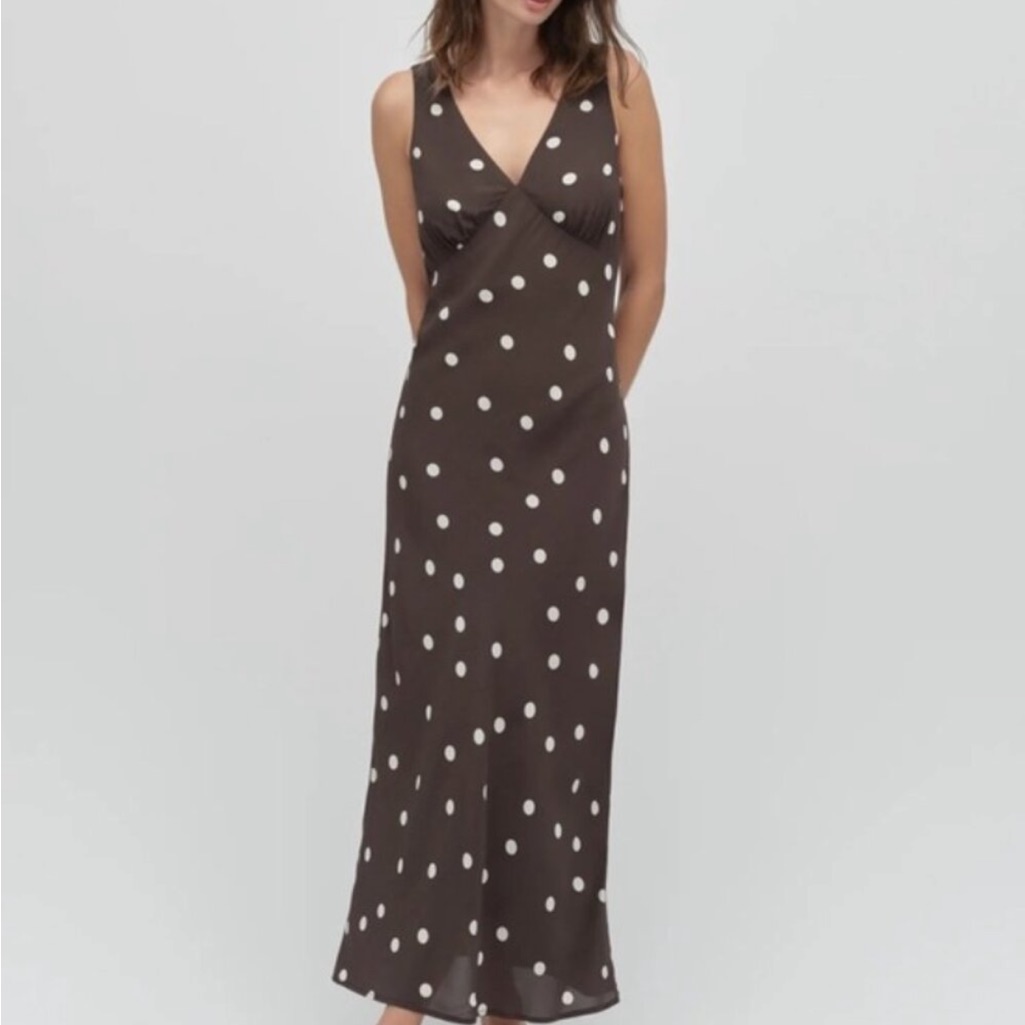 Favorite Daughter-The Anyday Anytime Dress In Espresso Polka Dot